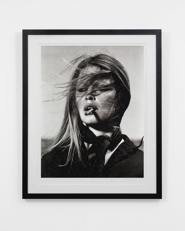 "Bardot Supreme on paper, Black & White" by Russell Young