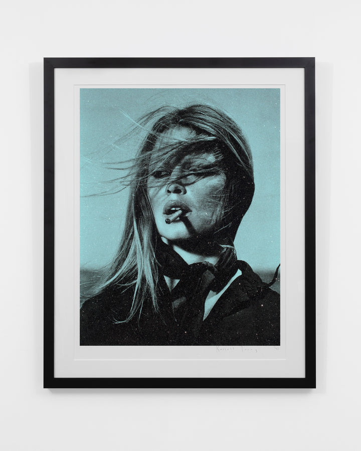 "Bardot Supreme on paper, Love Blue" by Russell Young