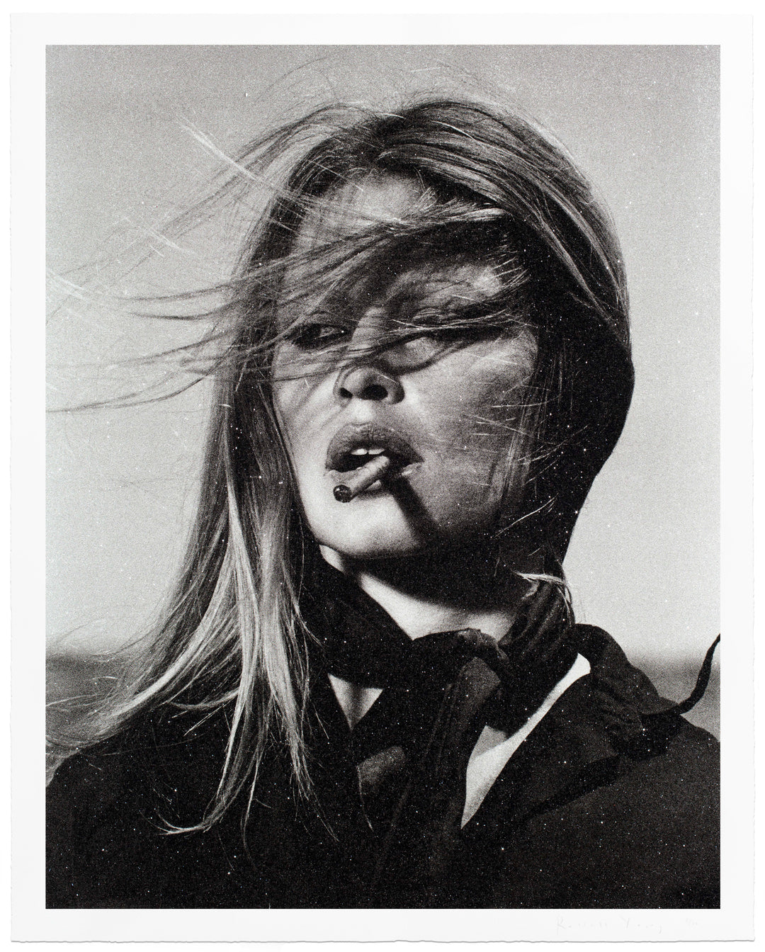 "Bardot Supreme on paper, Black & White" by Russell Young