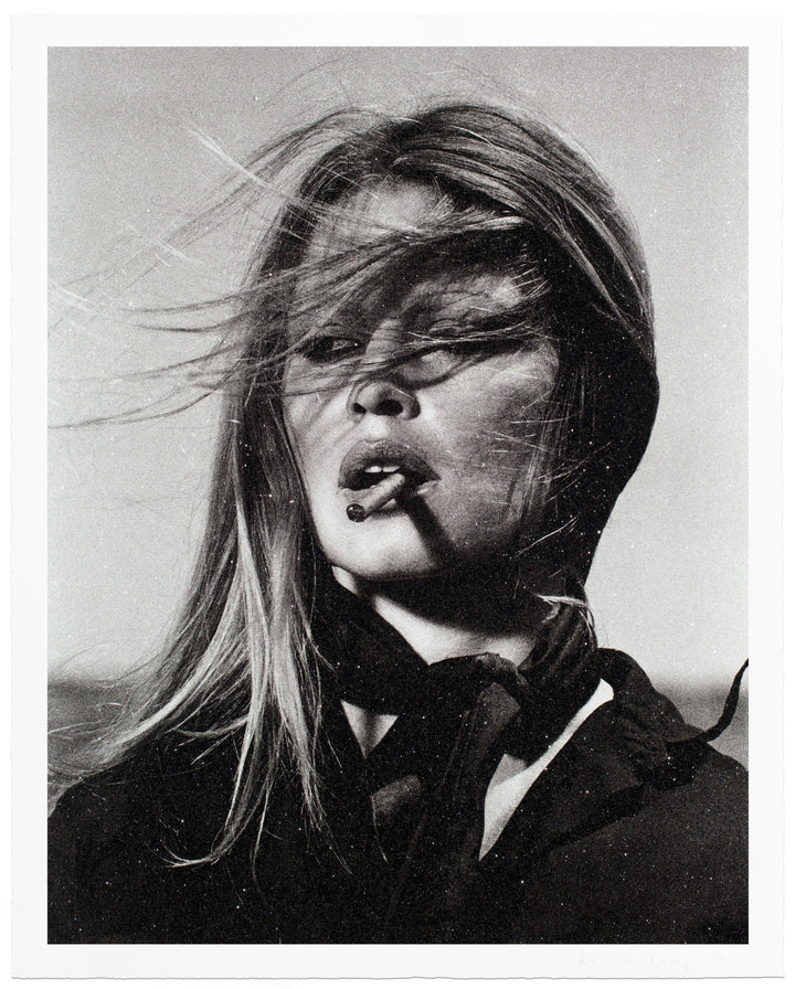 "Bardot Supreme on paper, Black & White" by Russell Young