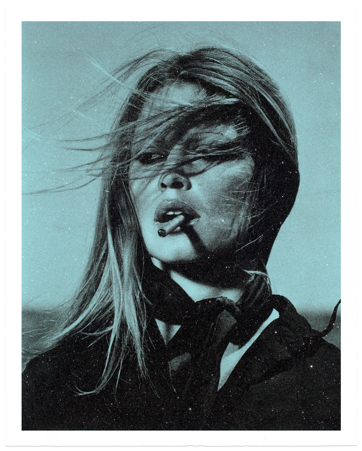 "Bardot Supreme on paper, Love Blue" by Russell Young